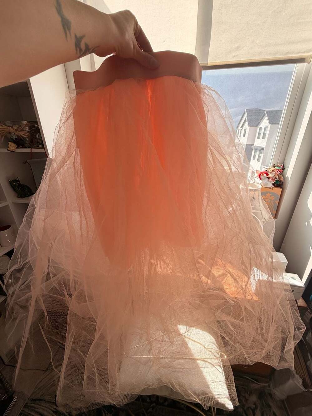Pink Ballerina Tutu Skirt Tulle Layered Mesh Fairycore Halloween Costume Size S